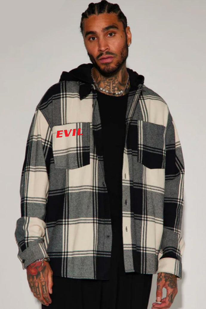 Evil Plaid Shacket - Black/White
