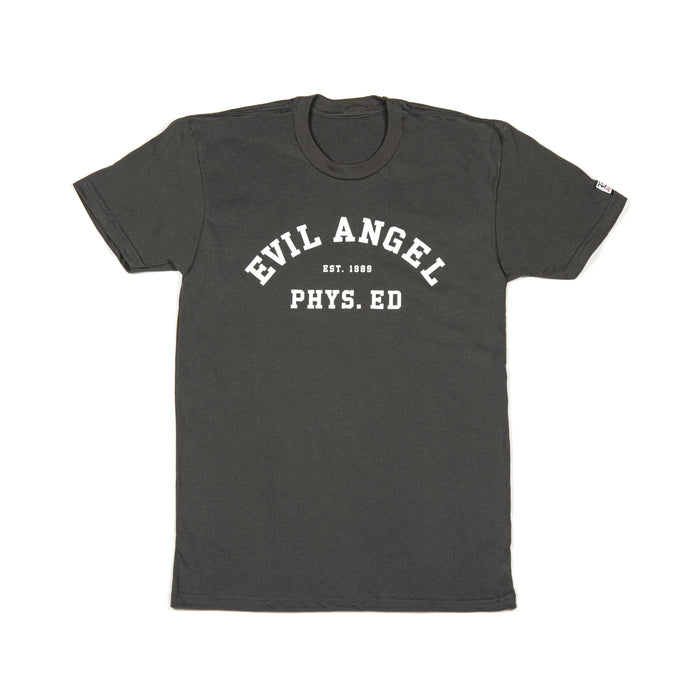 Evil Angel Phys. Ed Men's T-Shirt in Heavy Metal Gray
